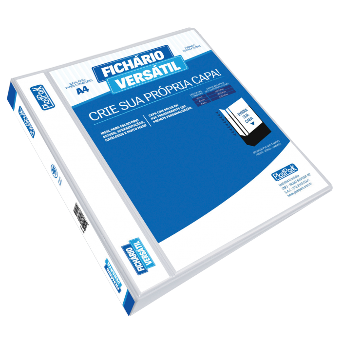 FICHÁRIO A4 VERSÁTIL BRANCO 4CM 4 ARGOLAS (CAPACIDADE 240 FLS)
